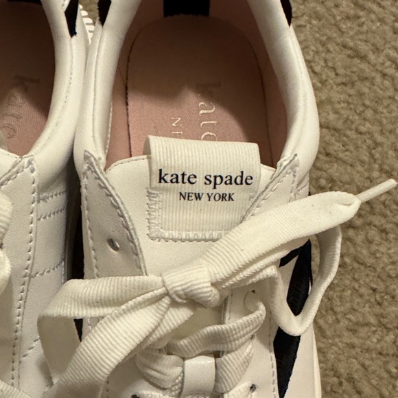 Kate Spade White Sneakers with Black Stripes - Picture 6 of 7
